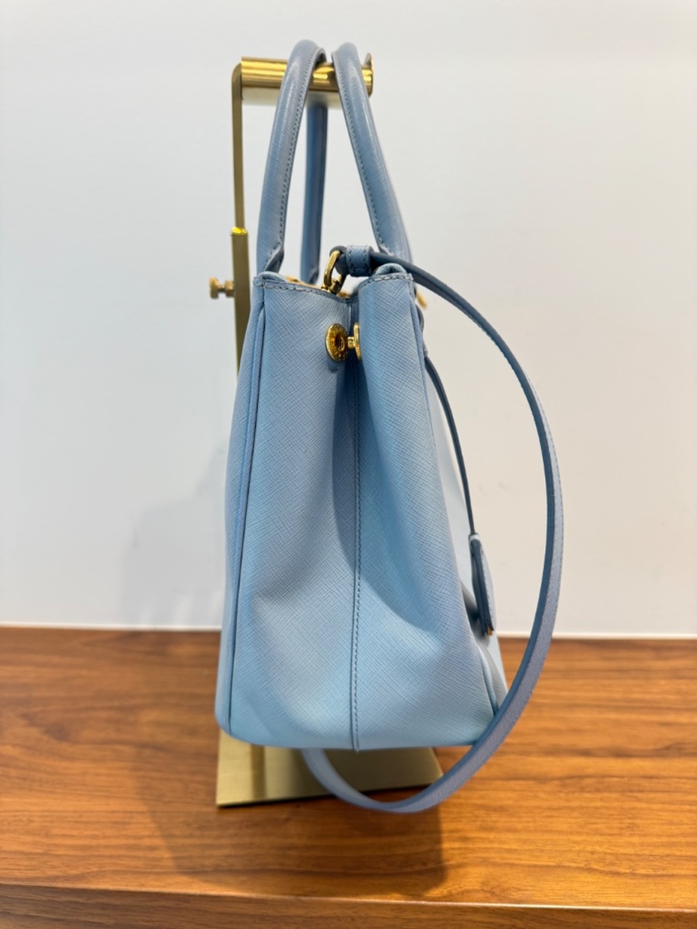 Prada Saffiano Small Galleria Double Zip Tote in Blue - Picture 6 of 15